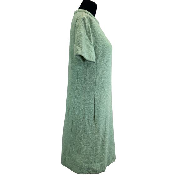 Vintage 1960s Mint Green Textured A-Line Dress - Size 16 Lined Mod Retro Look - Picture 6 of 16